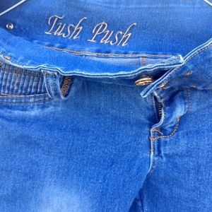 💖High Waist Tush Push Jeans Light Blue ) (Size 7